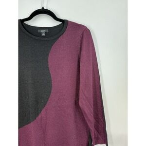 Alfani Tunic Sweater XL Plum Charcoal Colorblock Metallic Shimmer